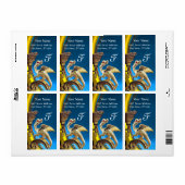 Étiquette DRAGON D'OR SAPHIRE BLEU AMÉTHYST Monogramme (Feuille entière)