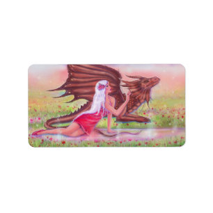 Étiquette Dragon et princesse "Poppy and Polly" par Renee
