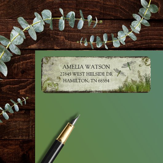 Étiquette Dragonfly Rustic Botanical Return Address Labels