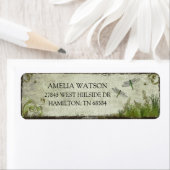 Étiquette Dragonfly Rustic Botanical Return Address Labels (En situation)