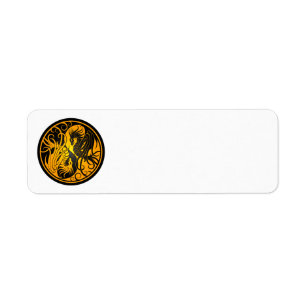 Étiquette Dragons volants jaunes et noirs de Yin Yang