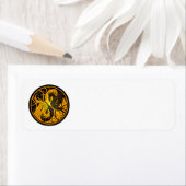 Étiquette Dragons Yin Yang Jaune et Noir (En situation)