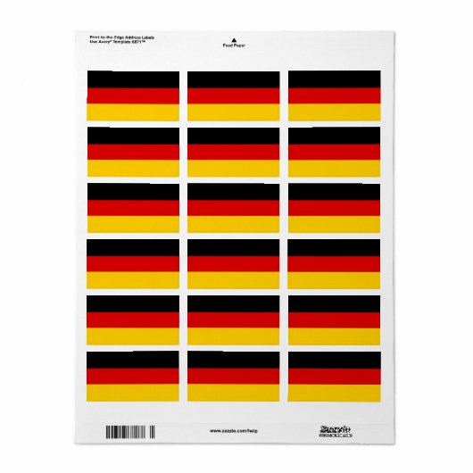 Étiquette Drapeau allemand (Feuille entière)