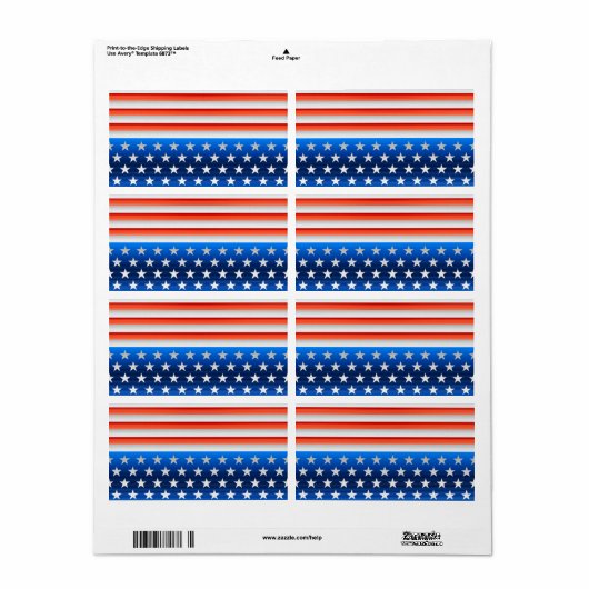 Étiquette Drapeau américain (Feuille entière)