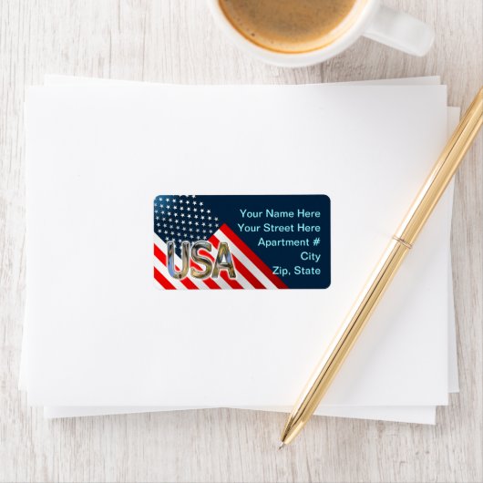 Étiquette Drapeau américain (En situation)