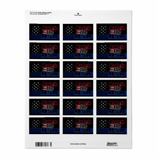 Étiquette Drapeau AMÉRICAIN (Feuille entière)