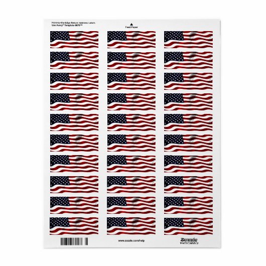Étiquette Drapeau américain (Feuille entière)