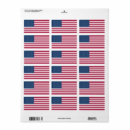 Étiquette Drapeau américain (Feuille entière)