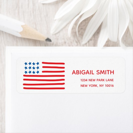Étiquette Drapeau américain (En situation)