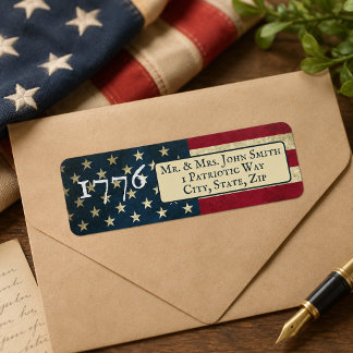 Étiquette Drapeau américain 1776 adresse de retour