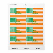 Étiquette Drapeau américain irlandais (Feuille entière)