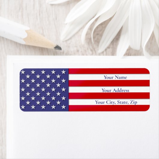 Étiquette Drapeau américain Stars and Stripes (En situation)