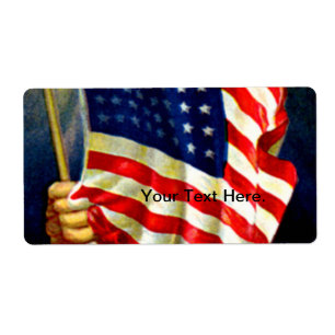 Étiquette Drapeau américain vintage Etats-Unis, 4 juillet