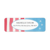 Étiquette Drapeau bleu rouge patriotique rustique (Devant)