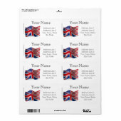 Étiquette Drapeau britannique-américain (Feuille entière)