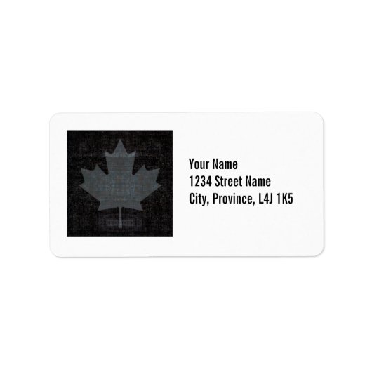 Étiquette Drapeau canadien à feuilles d'érable gris et noir (Devant)