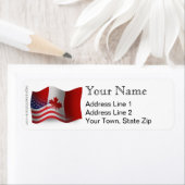 Étiquette Drapeau canadien-américain (En situation)