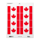 Étiquette Drapeau canadien. CANADA. Expédition  (Feuille entière)