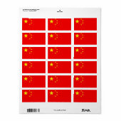 Étiquette Drapeau chinois (Feuille entière)