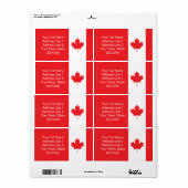 Étiquette Drapeau clair du Canada (Feuille entière)