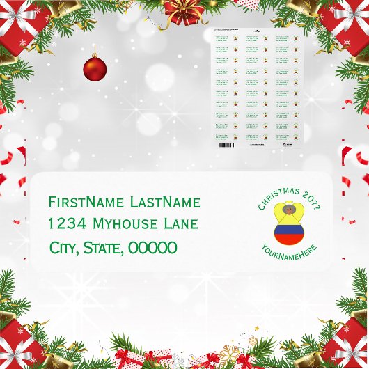 Étiquette Drapeau colombien Noël Abuela Angel