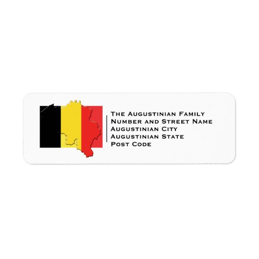 Étiquette Drapeau de BELGIQUE | Carte Belge - Adresse (Devant)