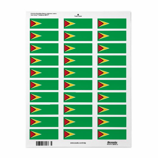 Étiquette Drapeau de Guyana (Feuille entière)