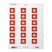 Étiquette Drapeau de Hong Kong (Feuille entière)