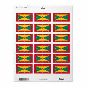Étiquette Drapeau de la Grenade (Feuille entière)
