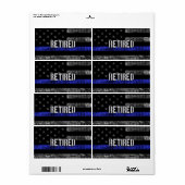 Étiquette Drapeau de la police retraitée en état de détresse (Feuille entière)