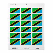 Étiquette Drapeau de la Tanzanie (Feuille entière)