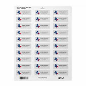 Étiquette Drapeau de l'État du Texas Rouge Blanc Bleu Label (Feuille entière)