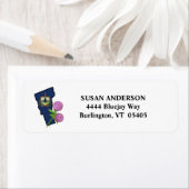 Étiquette Drapeau de l'état du Vermont avec fleur de l'état (En situation)