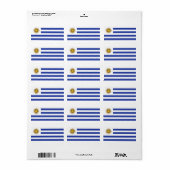 Étiquette drapeau de l'Uruguay (Feuille entière)