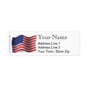 Étiquette Drapeau de ondulation des Etats-Unis