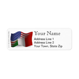Étiquette Drapeau de ondulation Italien-Américain