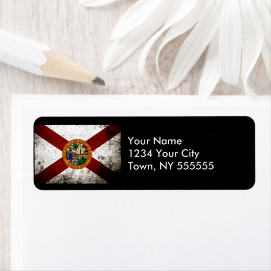 Étiquette Drapeau d'État de Floride Black Grunge (En situation)