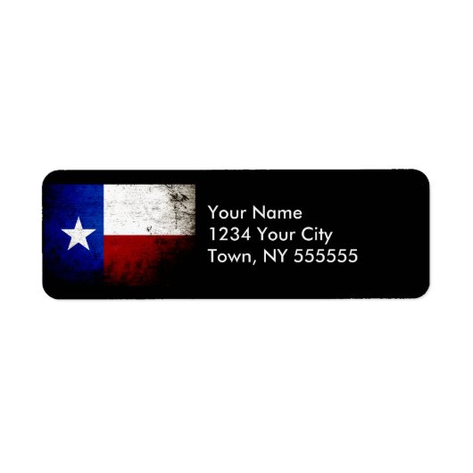 Étiquette Drapeau d'état du Texas Grunge noir (Devant)