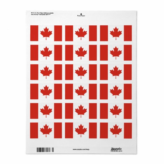 Étiquette Drapeau du Canada découpé sur mesure  (Feuille entière)