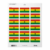 Étiquette Drapeau du Ghana (Feuille entière)