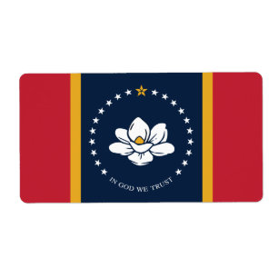Étiquette Drapeau du Mississippi - Nouveau Drapeau de Magnol