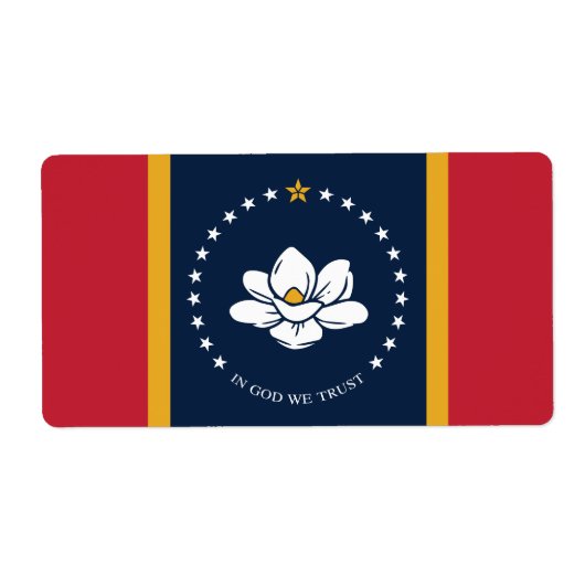 Étiquette Drapeau du Mississippi - Nouveau Drapeau de Magnol (Devant)