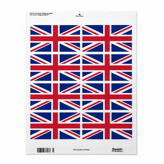 Étiquette Drapeau du Royaume-Uni (Feuille entière)