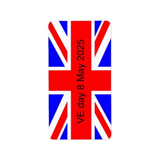 Étiquette Drapeau du Royaume-Uni VE jour 2025 (Devant)