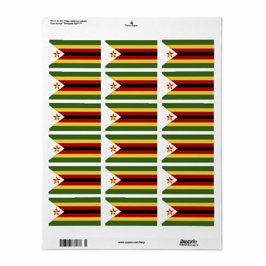 Étiquette drapeau du Zimbabwe (Feuille entière)
