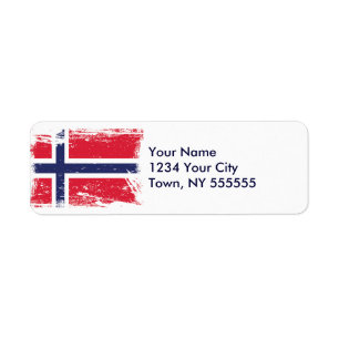 Étiquette Drapeau grunge de la Norvège