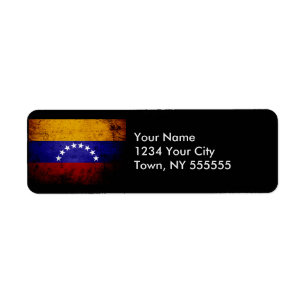 Étiquette Drapeau grunge noir du Venezuela
