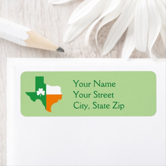 Étiquette Drapeau irlandais du Texas (En situation)
