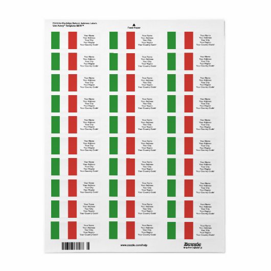 Étiquette Drapeau italien (Feuille entière)