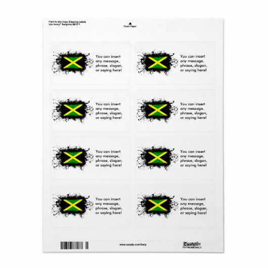 Étiquette Drapeau Jamaïque (Feuille entière)